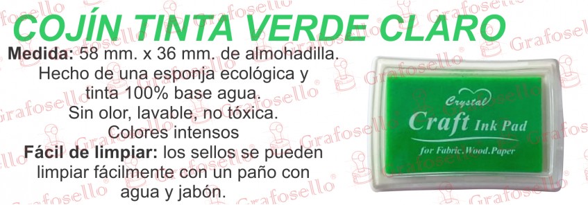 Cojín de tinta verde claro. $49 Pesos.