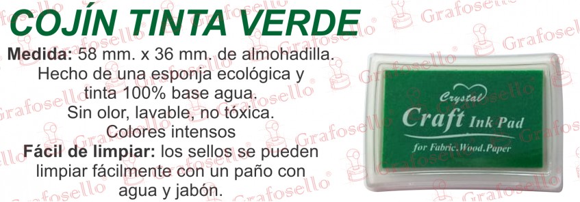 Cojín de tinta verde. **$49 Pesos